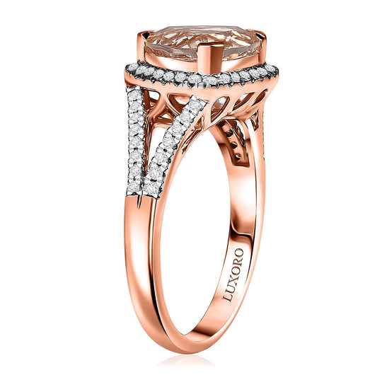 LUXORO AAA Morganit, Weißer Diamant AGI zertifiziert Ring 417 Gold (Größe 19.00) ca. 3.28 ct