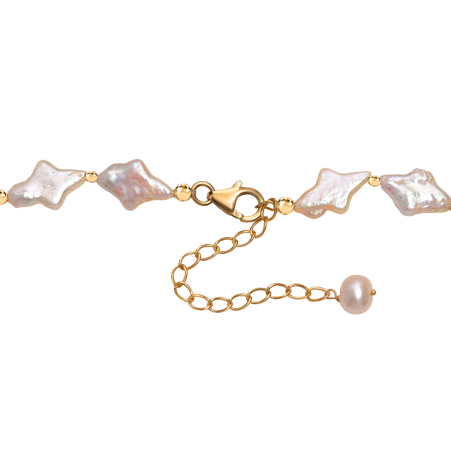 AAA Süßwasser Perle Halskette, 45+5cm, 925 Silber 750 Gelbgold Vermeil