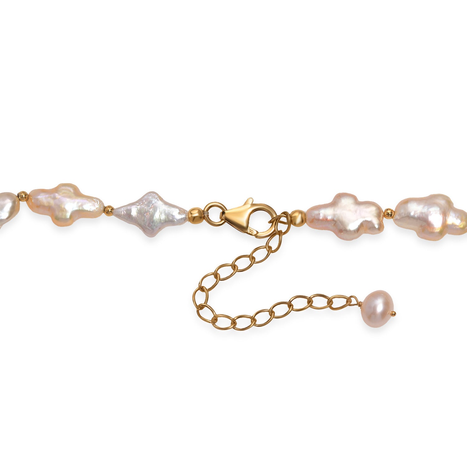 AAA Süßwasser Perle 45+5cm Halskette, 925 Silber 750 Gelbgold Vermeil