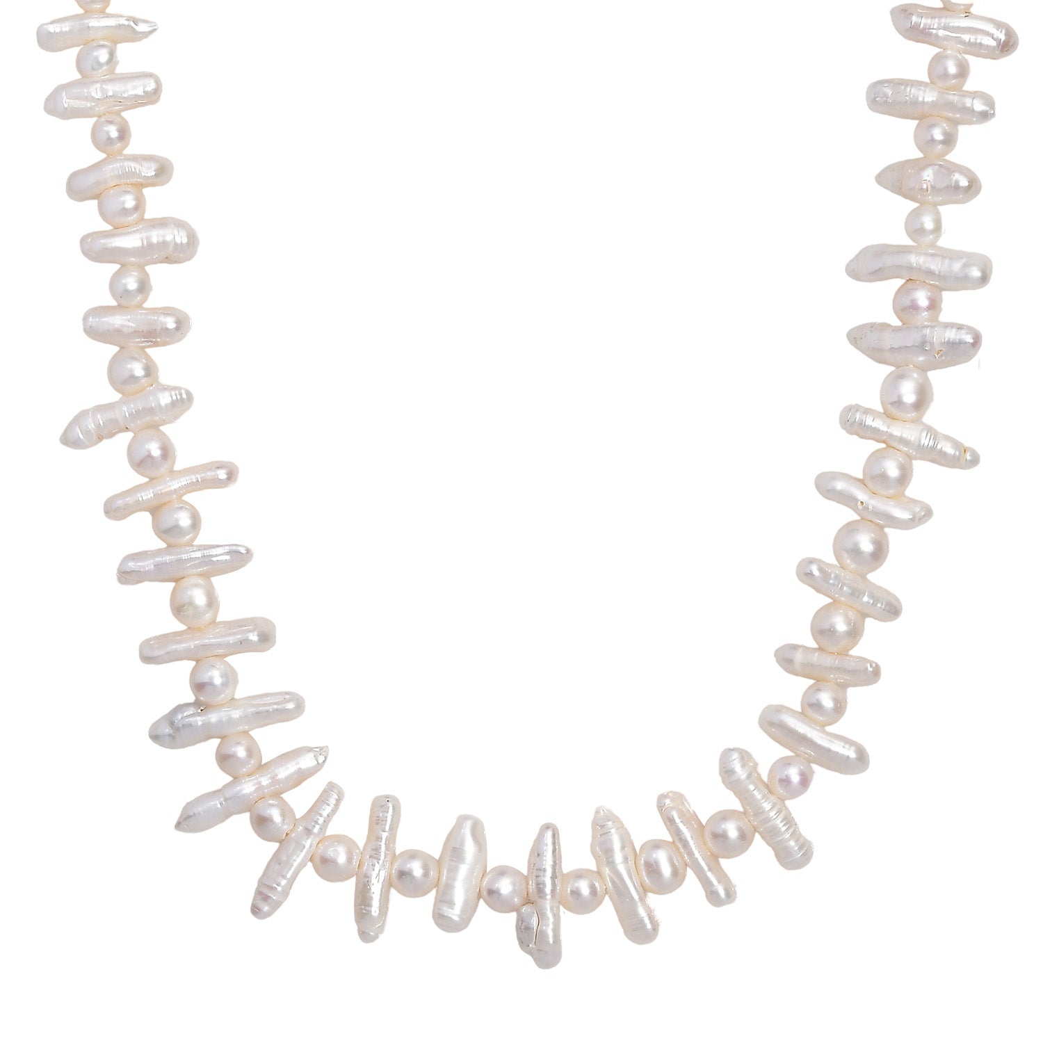 Weiße Süßwasser Perle 45+5cm Halskette, 925 Silber rhodiniert