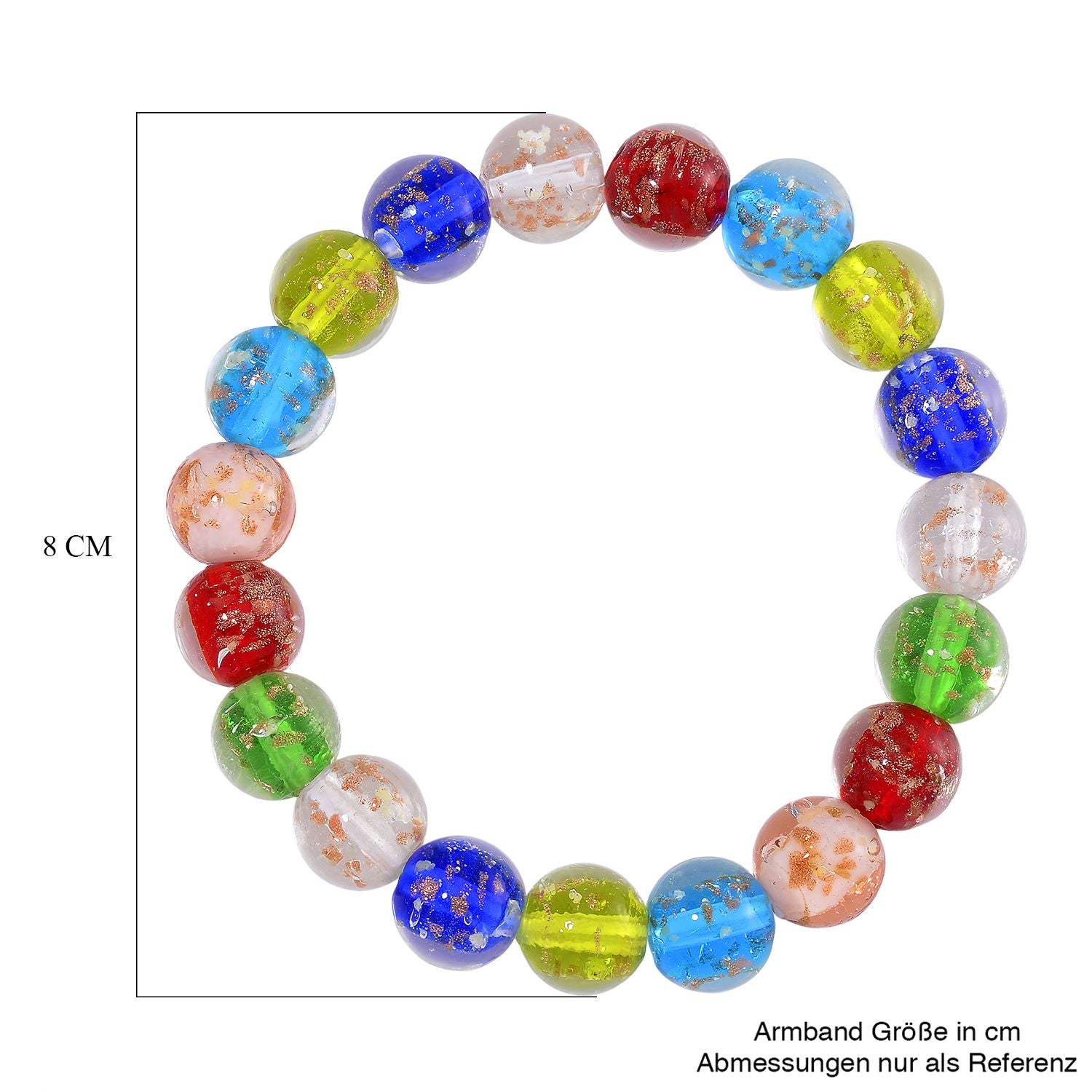 Mehrfarbiges Murano-Stil Glas Armband, flexibel