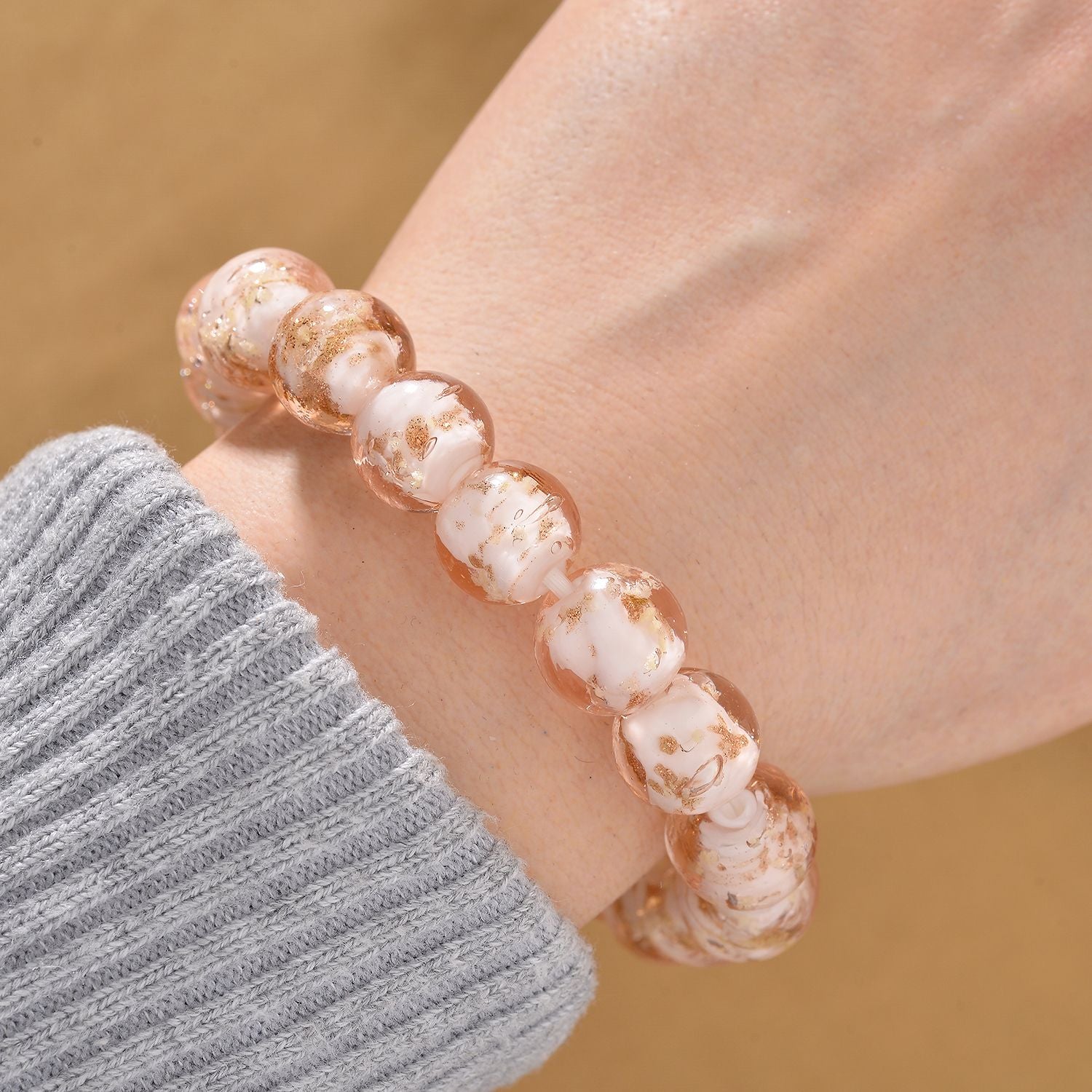 Rosé Murano-Stil Glas Armband, flexibel