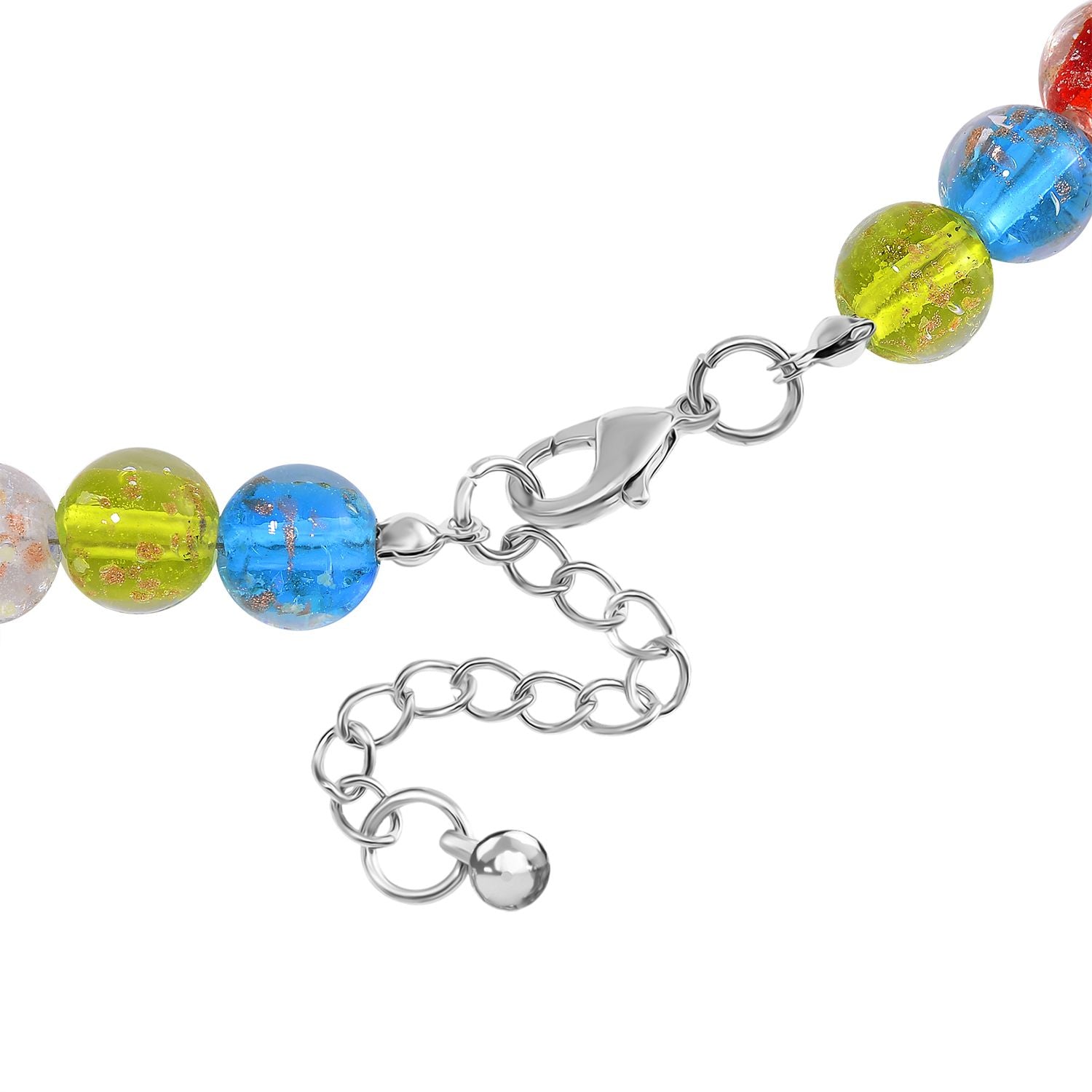Mehrfarbiges Murano-Stil Glas Halskette ca. 50 cm+ 5 cm Extender, Standard