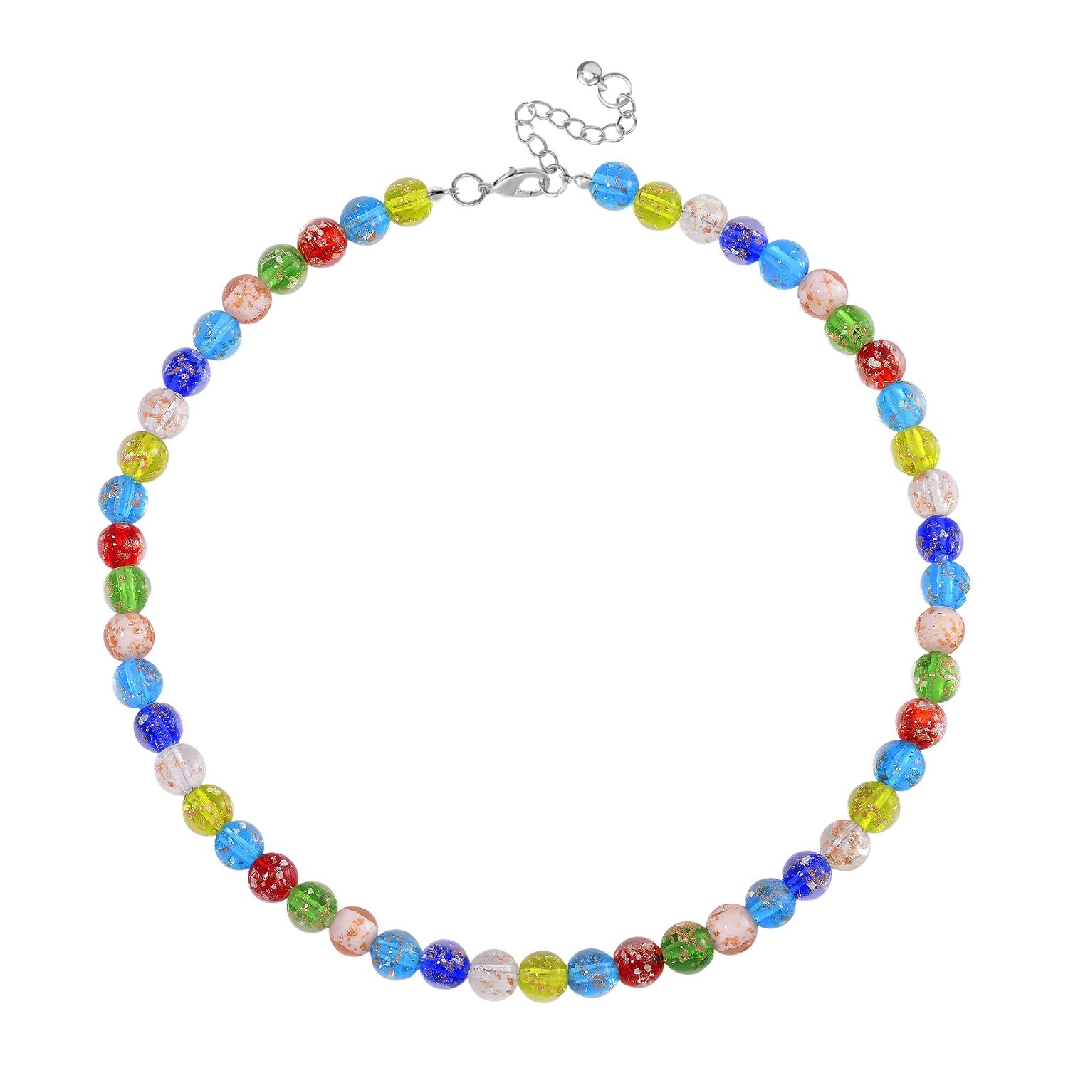 Mehrfarbiges Murano-Stil Glas Halskette ca. 50 cm+ 5 cm Extender, Standard
