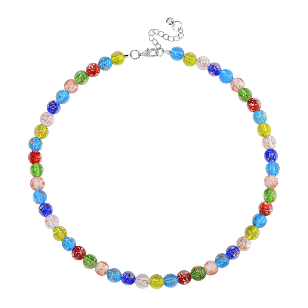 Mehrfarbiges Murano-Stil Glas Halskette ca. 50 cm+ 5 cm Extender, Standard