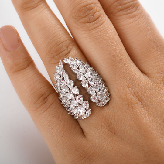 GP Herz Kollektion - Weißer Zirkon Ring 925 Silber rhodiniert (Größe 19.00) ca. 7.44 ct