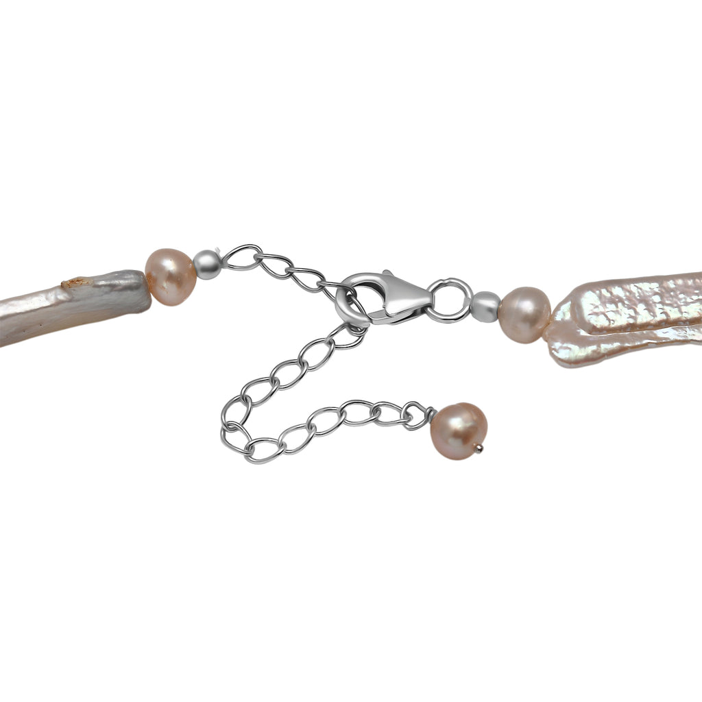 AA Süßwasser Perle Halskette ca. 45 cm + 5 cm Extender, 925 Silber rhodiniert