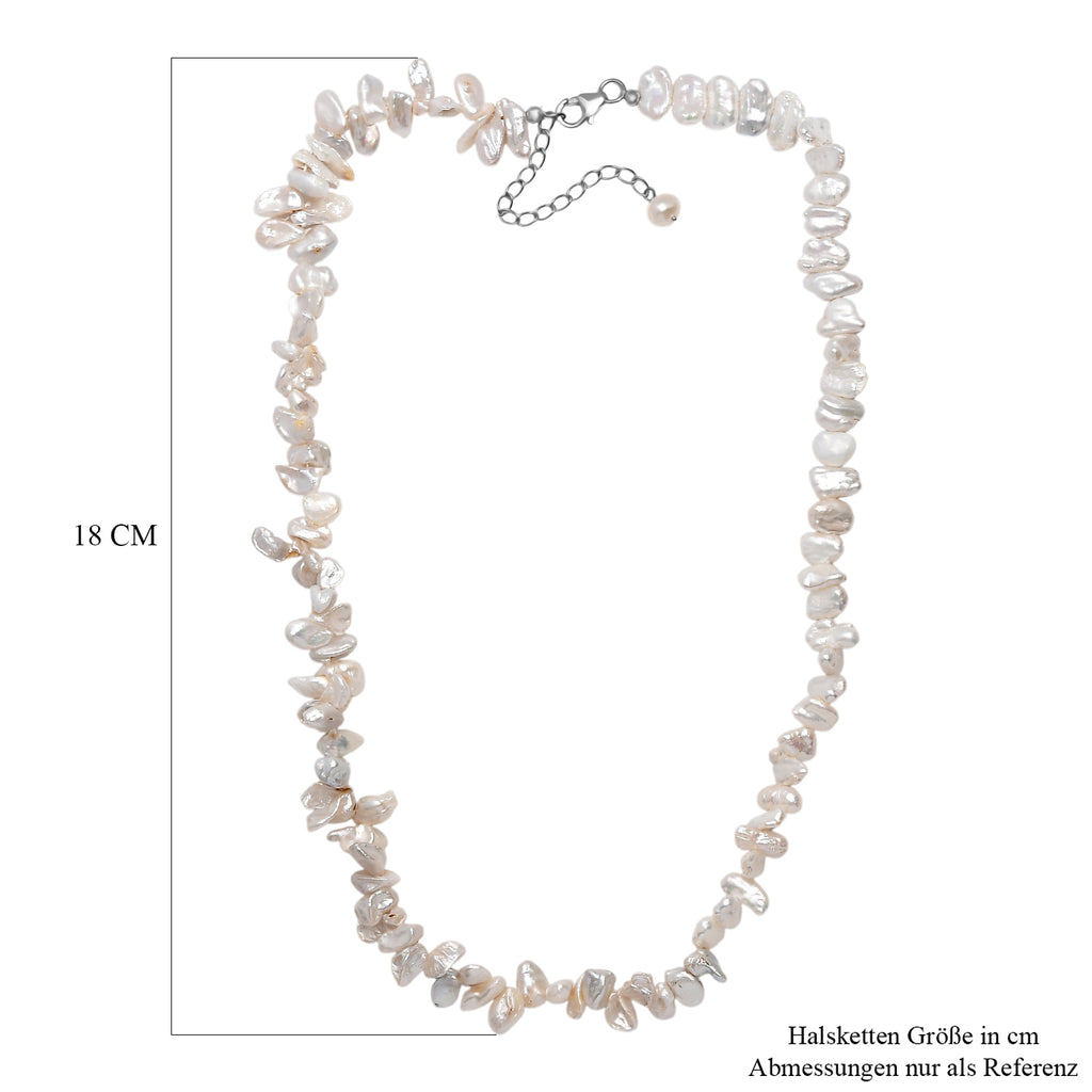 AA Süßwasser Perle Halskette ca. 45 cm + 5 cm Extender, 925 Silber rhodiniert