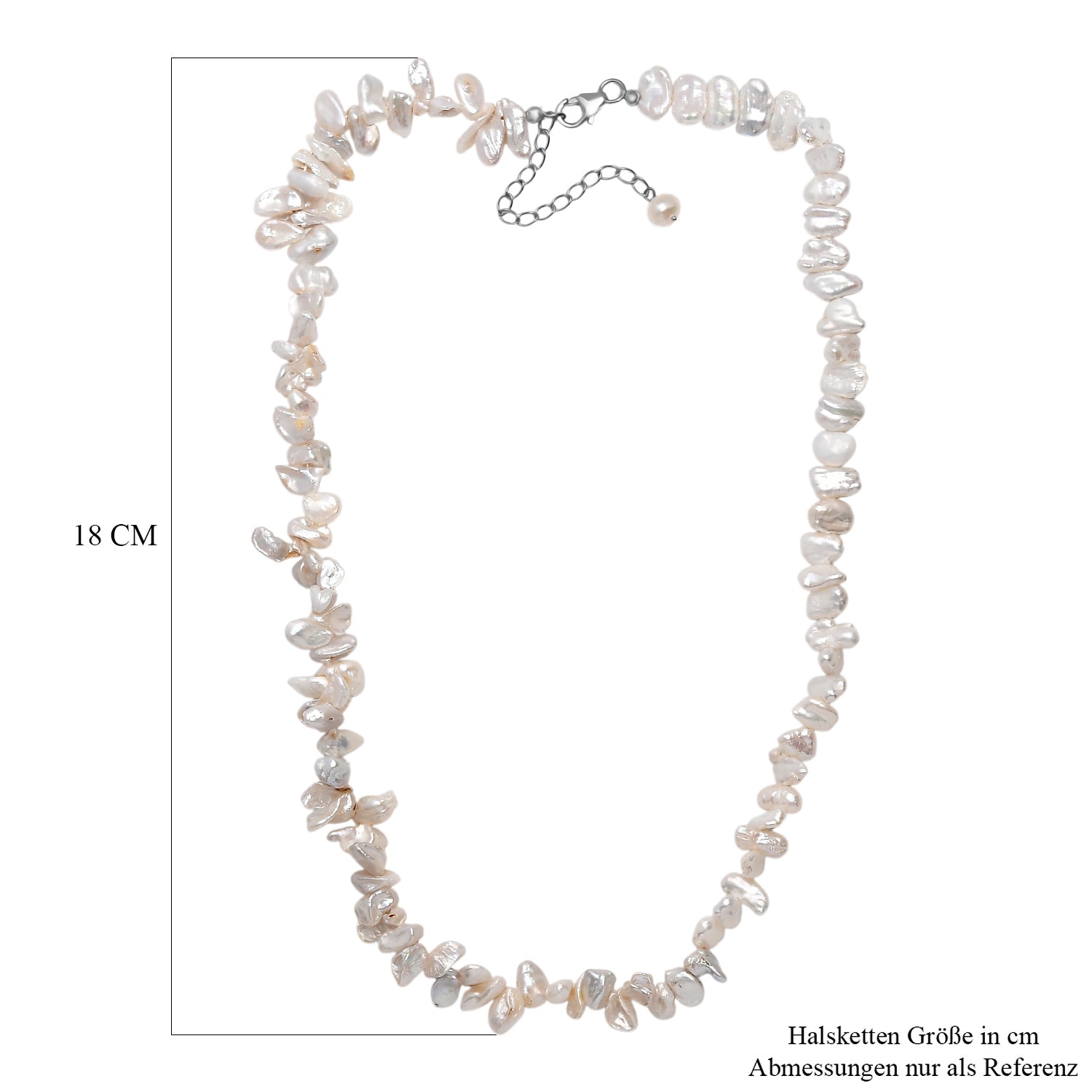 AA Süßwasser Perle Halskette ca. 45 cm + 5 cm Extender, 925 Silber rhodiniert