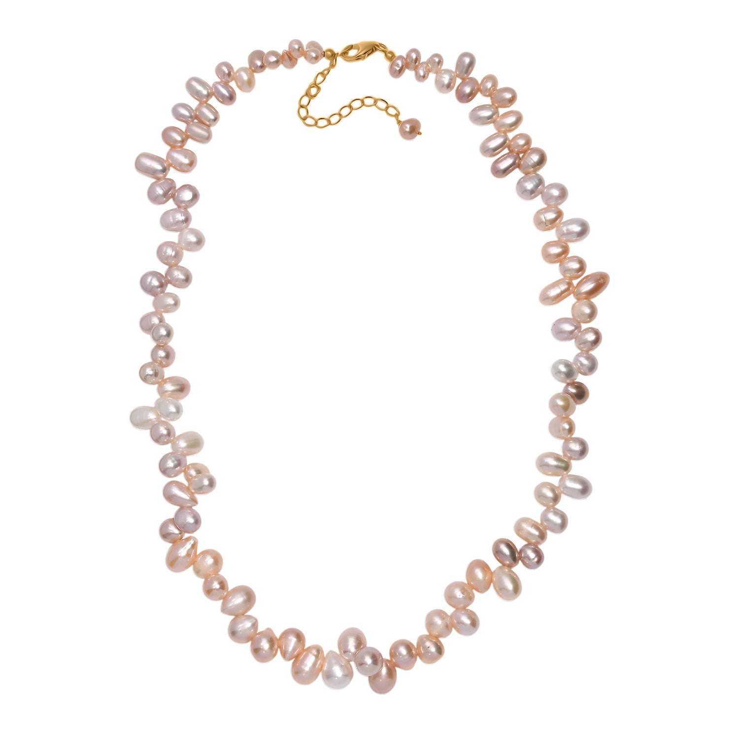 AAA mehrfarbige Süßwasser Perle Halskette, 45+5cm, 925 Silber 750 Gelbgold Vermeil