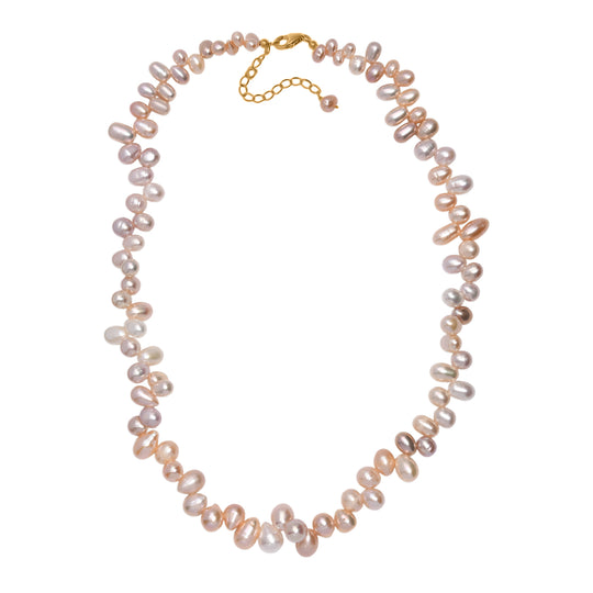 AAA mehrfarbige Süßwasser Perle Halskette, 45+5cm, 925 Silber 750 Gelbgold Vermeil