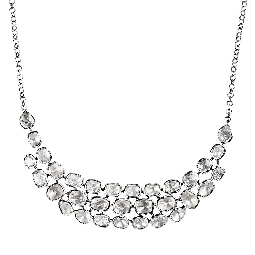 Polki Moissanit Halskette ca. 45 cm 925 Silber rhodiniert ca. 8.00 ct