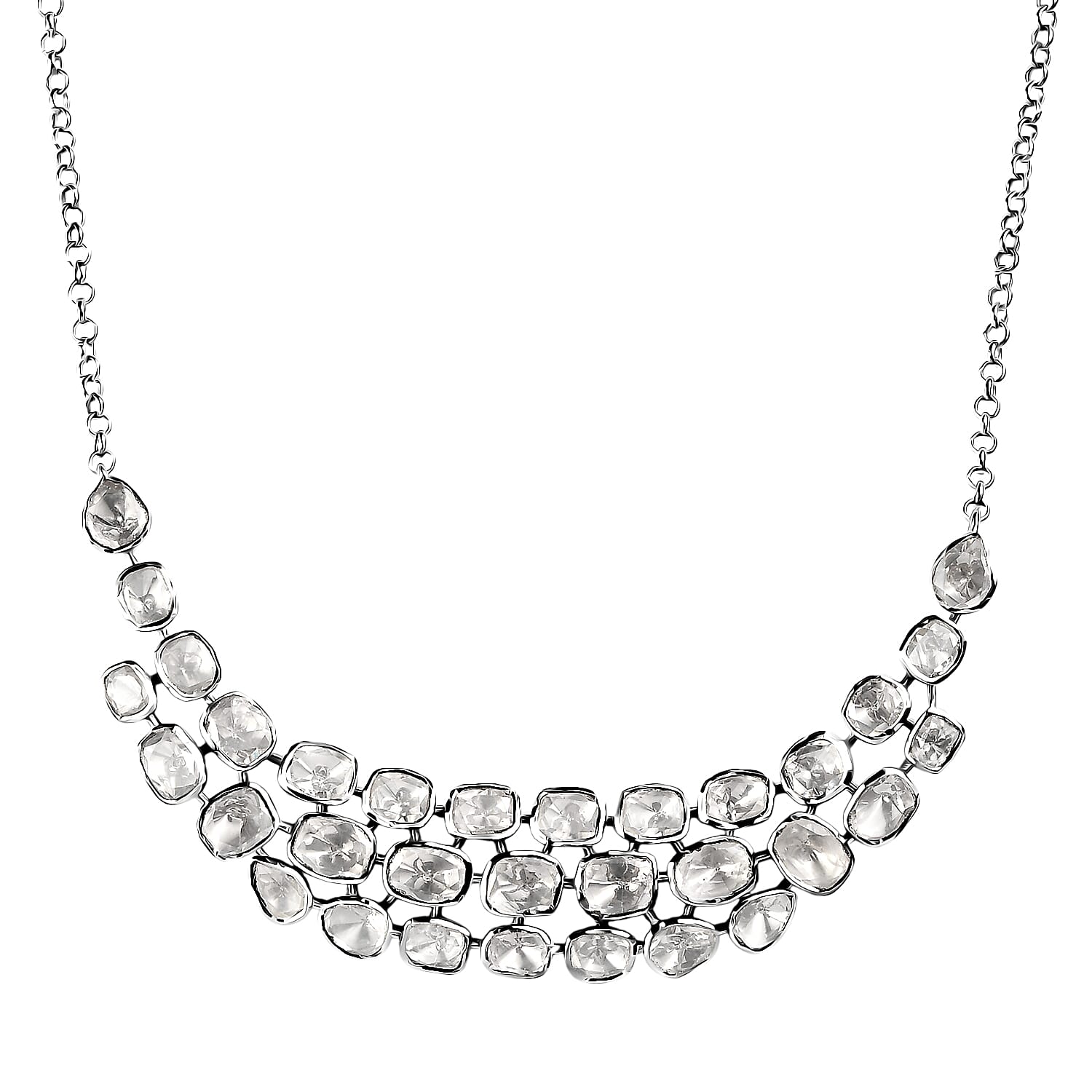 Polki Moissanit Halskette ca. 45 cm 925 Silber rhodiniert ca. 8.00 ct