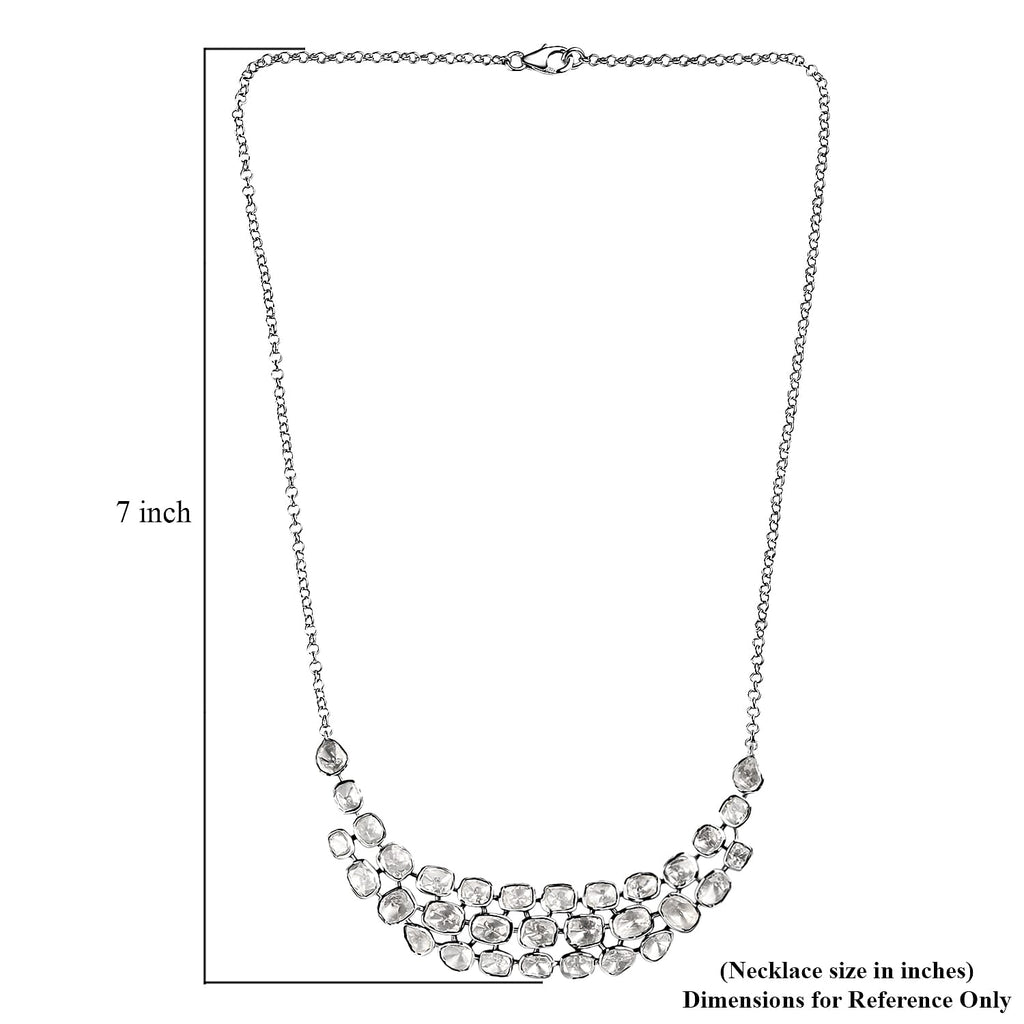 Polki Moissanit Halskette ca. 45 cm 925 Silber rhodiniert ca. 8.00 ct