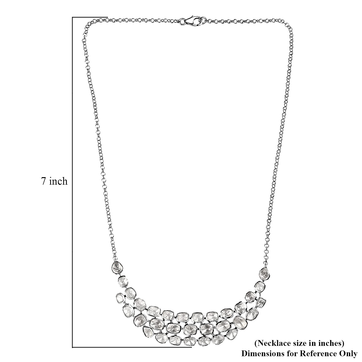 Polki Moissanit Halskette ca. 45 cm 925 Silber rhodiniert ca. 8.00 ct