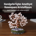 Handgefertigter Amethyst-Rosenquarz-Baum aus Kupferdraht, 8×12 cm, Lila-Rosa