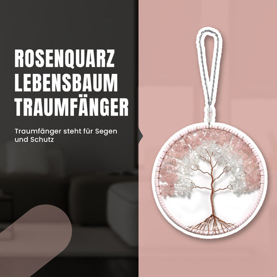 Handgefertigter Lebensbaum Traumfaenger aus Heilsteine Grüner Aventurin mit Kupferdraht ca 16 cm