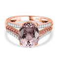 AAA Rosa Morganit, Padparadscha Saphir, Weißer Diamant Ring 375 Gold (Größe 17.00) ca. 3,96 ct