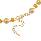 Goldene Muschelkernperle (7-9 mm), Gelber Achat Halskette ca. 45 cm+ 5 cm Extender, vergoldet