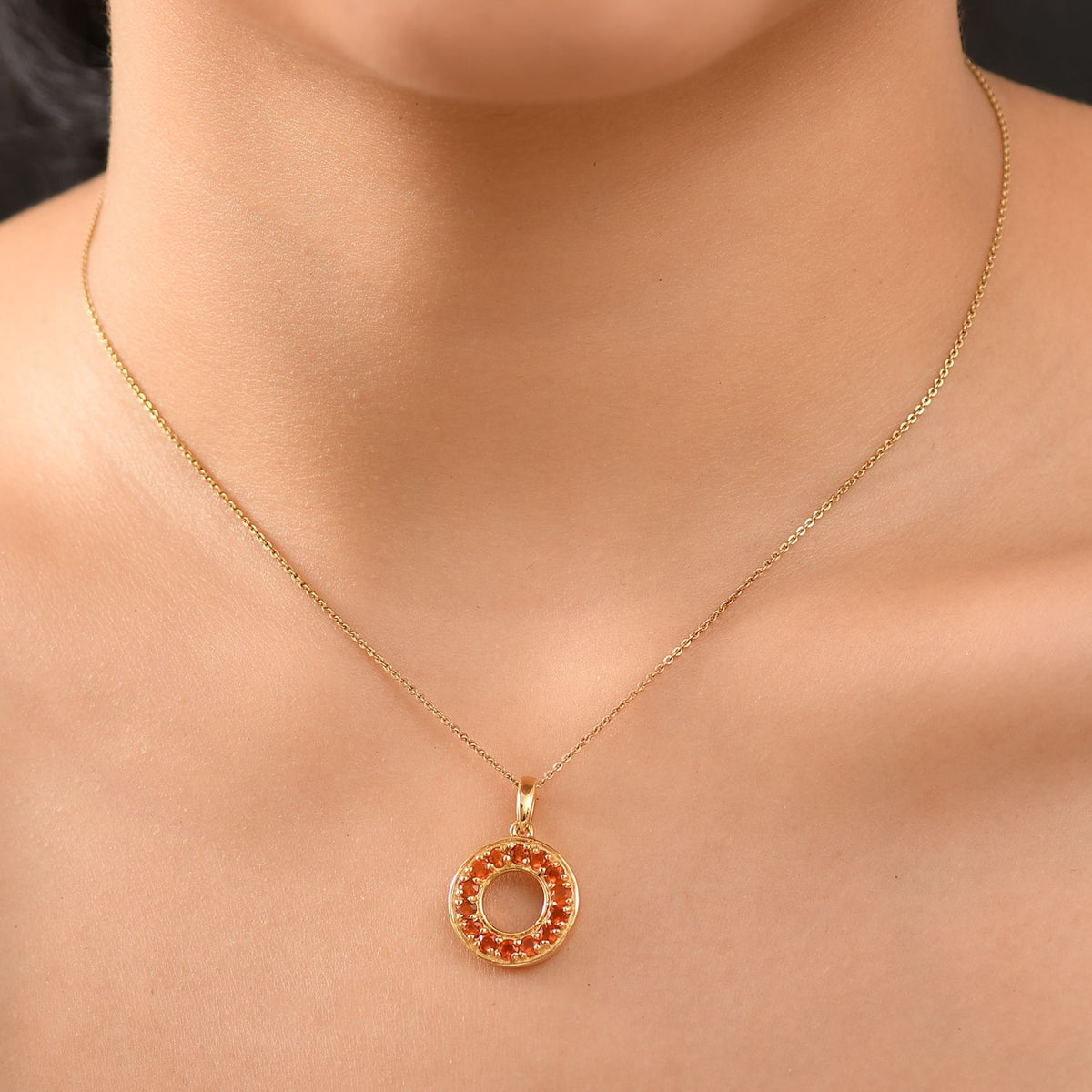 AAA Blaze-Feueropal Anhänger 925 Silber 750 Gelbgold Vermeil ca. 0.67 ct