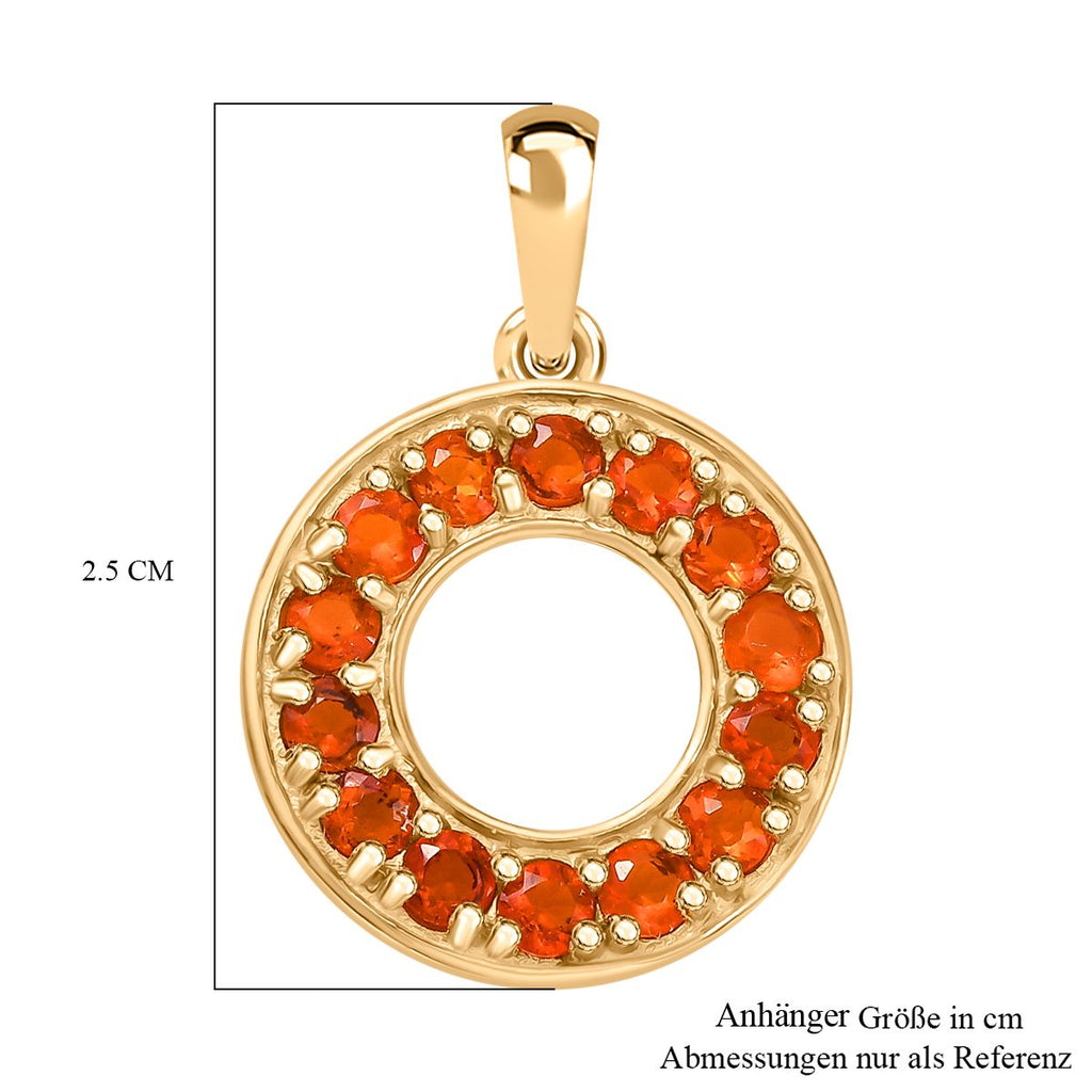 AAA Blaze-Feueropal Anhänger 925 Silber 750 Gelbgold Vermeil ca. 0.67 ct