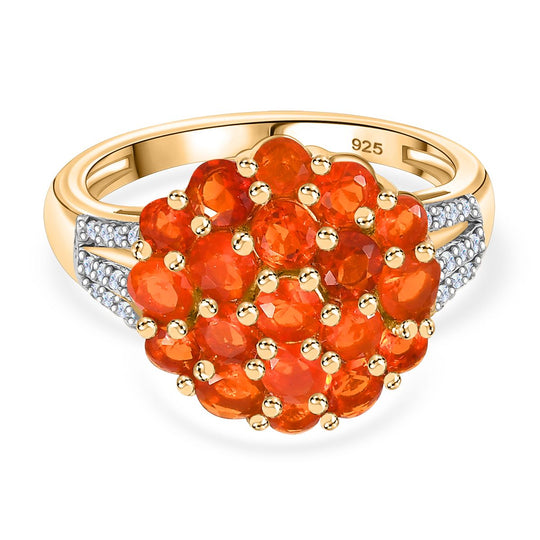 Blaze Feueropal Ring 925 Silber 750 Gelbgold Vermeil (Größe 19.00) ca. 1.56 ct