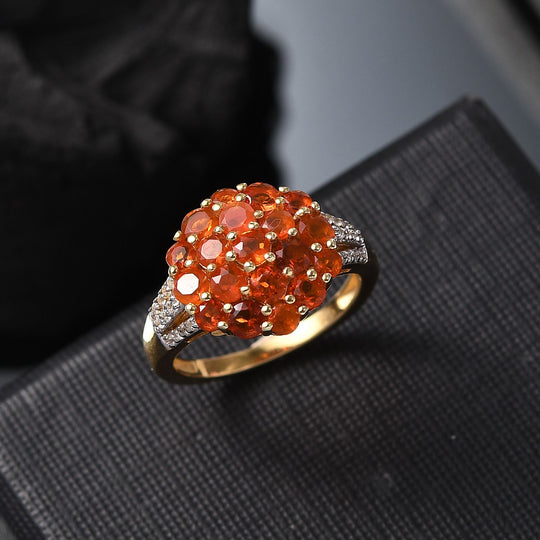 Blaze Feueropal Ring 925 Silber 750 Gelbgold Vermeil (Größe 19.00) ca. 1.56 ct