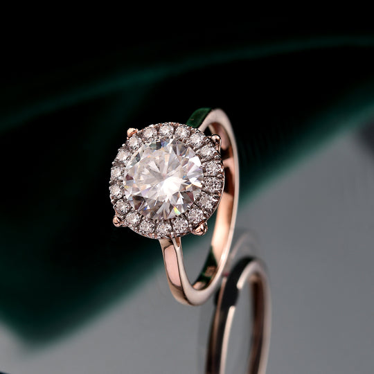 Moissanit Ring 925 Silber 750 Roségold Vermeil (Größe 19.00) ca. 2,11 ct