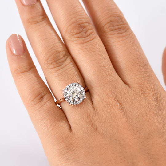Moissanit Ring 925 Silber 750 Roségold Vermeil (Größe 19.00) ca. 2,11 ct