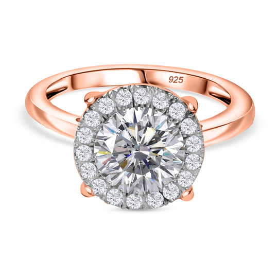 Moissanit Ring 925 Silber 750 Roségold Vermeil (Größe 19.00) ca. 2,11 ct