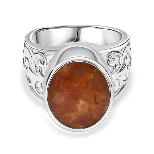 Feuer Opal Matrix Ring 950 Kupfer (Größe 18.00) ca. 5,50 ct