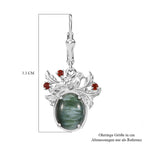 Viktorianische Blüte - Sibirischer Seraphinite, Rote Granat Ohrringe, 925 Silber platiniert ca. 5.43 ct