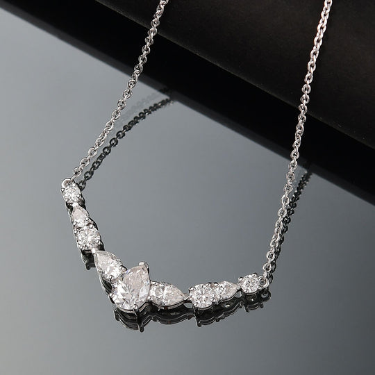 Moissanit Halskette ca. 45 cm 925 Silber rhodiniert ca. 2.76 ct