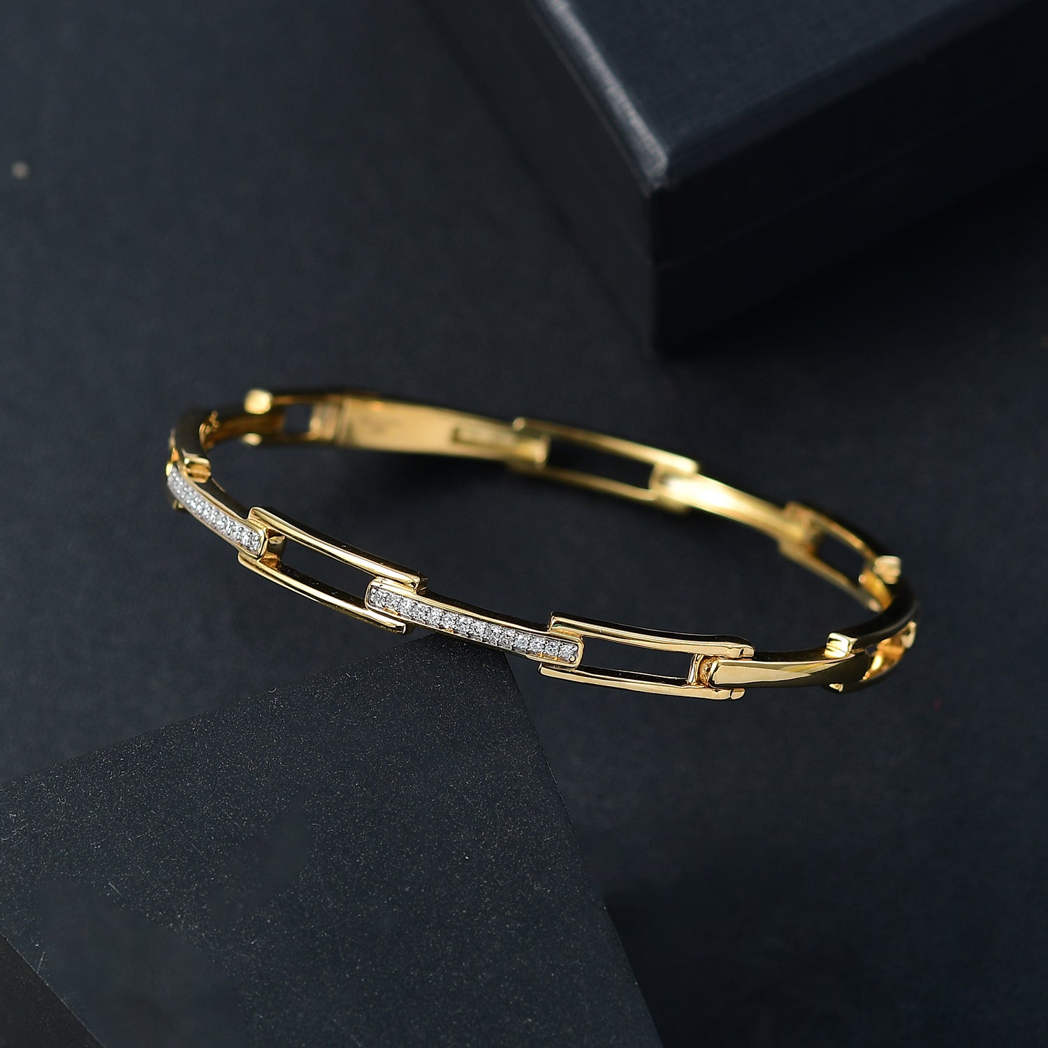 LUXURIANT DIAMOND - Lab Grown Diamant SI-GH Armreif ca. 19 cm 925 Silber 750 Gelbgold Vermeil (10-15 Werktage Lieferzeit) ca. 0.25 ct