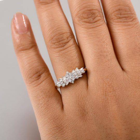 LUXURIANT DIAMOND - Lab Grown Diamant SI-GH Ring 925 Silber 750 Gelbgold Vermeil (Größe 16.00) ca. 0.50 ct
