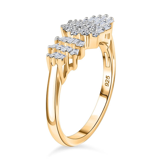 LUXURIANT DIAMOND - Lab Grown Diamant SI-GH Ring 925 Silber 750 Gelbgold Vermeil (Größe 16.00) ca. 0.50 ct