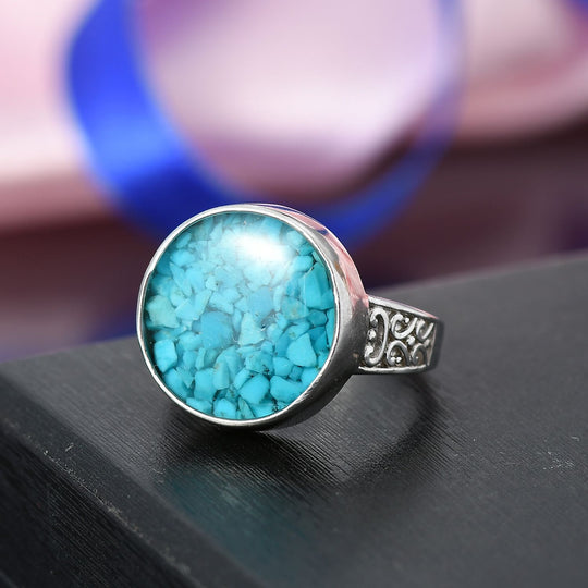 Sleeping Beauty Matrix Türkis Ring Messing (Größe 17.00) ca. 8,15 ct