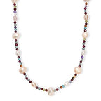 Premium Weiße Süßwasser Perle, Mehrfarbig Edelsteine Halskette ca. 60 cm 925 Silber Rhodiniert 89.00 ct