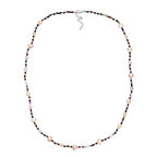 Premium Weiße Süßwasser Perle, Mehrfarbig Edelsteine Halskette ca. 60 cm 925 Silber Rhodiniert 89.00 ct
