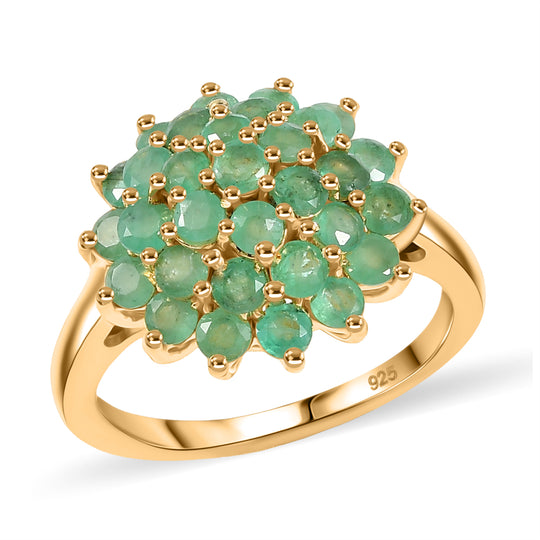 Socoto Smaragd Ring 925 Silber 750 Gelbgold Vermeil (Größe 21.00) ca. 1,98 ct