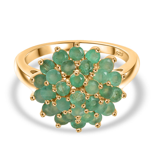 Socoto Smaragd Ring 925 Silber 750 Gelbgold Vermeil (Größe 21.00) ca. 1,98 ct