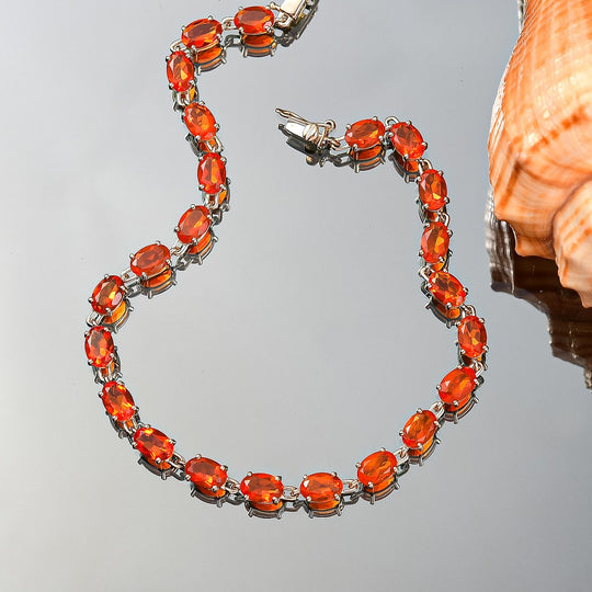 AAAA Blaze Feueropal Armband ca. 19 cm 375 Gold ca. 6.53 ct