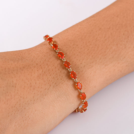 AAAA Blaze Feueropal Armband ca. 19 cm 375 Gold ca. 6.53 ct