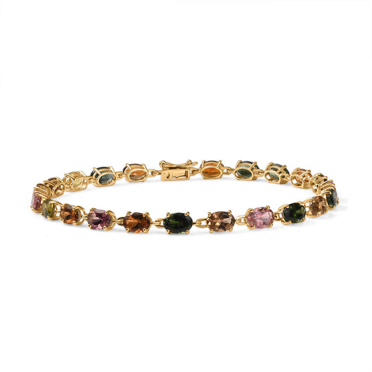 AAA Mehrfarbiges-Turmalin Armband ca. 20 cm 375 Gold ca. 11.25 ct