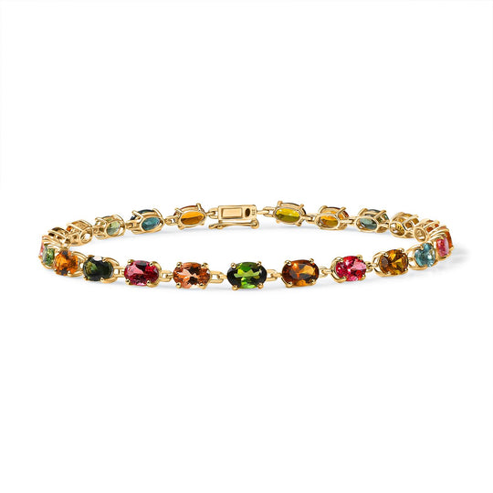 AAA Mehrfarbig-Turmalin Armband ca. 19 cm 375 Gold ca. 10,76 ct.