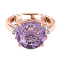 AA Rose De France Amethyst, Weißer Zirkon Ring 925 Silber 750 rosévergoldet (Größe 16.00) ca. 6,58 ct