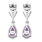 Zeitlose Art Kollektion - AA Rose De France Amethyst, Weißer Zirkon Ohrringe 925 Silber platiniert ca. 2.39 ct