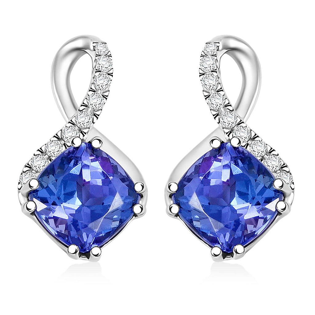 Rhapsody AAAA Tansanit, Weißer Diamant AGI zertifiziert und geprüft Ohrringe 950 Platin ca. 2,51 ct.
