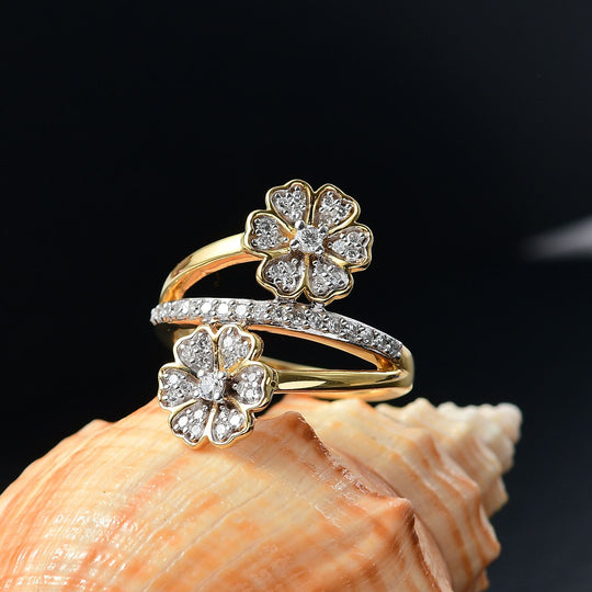 LUXURIANT DIAMOND - Lab Grown Diamant SI-GH Ring 925 Silber 750 Gelbgold Vermeil (Größe 20.00) ca. 0.50 ct