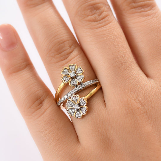 LUXURIANT DIAMOND - Lab Grown Diamant SI-GH Ring 925 Silber 750 Gelbgold Vermeil (Größe 20.00) ca. 0.50 ct